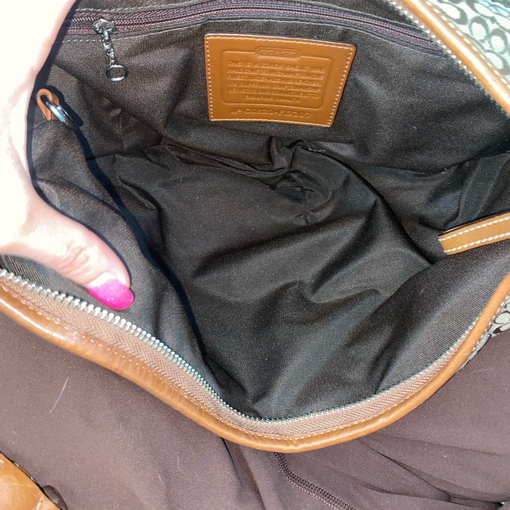 Coach Brown and Tan Monogram Shoulder Bag - Picture 6 of 8